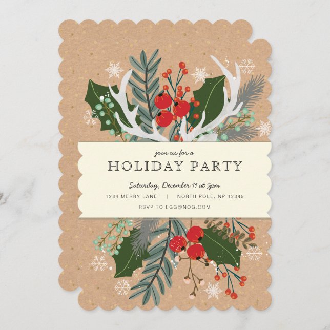 Rustic Holiday Party Invitation (Front/Back)