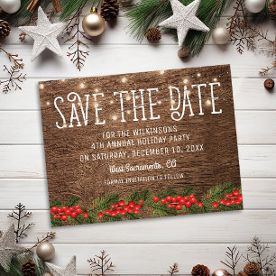 Rustic Holiday Party Save the Date Postcard