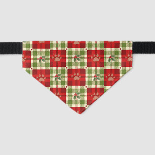 Rustic Holiday Pet Bandana – Red, Green & Cream Collar