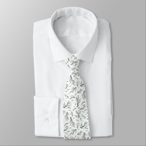 Rustic Holiday Pine Branch Pattern Neck Tie