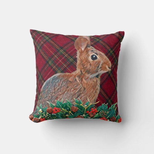Rustic Holiday Rabbit and Squirrel Double_Sided Throw Pillow