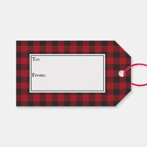 Rustic Holiday Red Buffalo Plaid Gift Tags