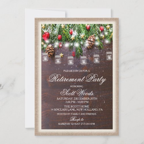 Rustic Holiday Retirement Party Invitation