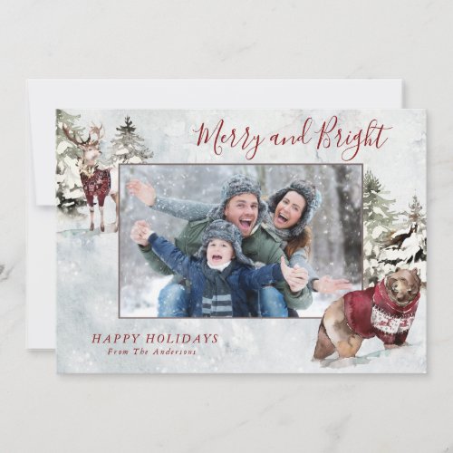 Rustic Holiday Snow Scene with Your Photo