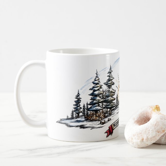 🎄Rustic Holiday Vibes in Every Sip ☕️❄️ Coffee Mug (With Donut)