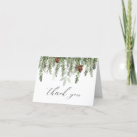 Rustic holidays pine tree acorns Thank You Card