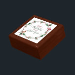 Rustic Holly Berry Wreath with Bird Holiday Gift Box<br><div class="desc">Here's an elegant way to present that special gift! And the box itself is a unique and beautiful gift item. The white tile ion the lid holds an image of a rustic twig and holly wreath with red berries. At one side perches a red headed winter bird, and on the...</div>