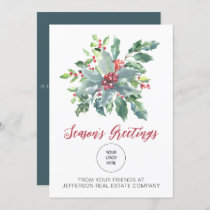 Rustic Holly Elegant Christmas Holidays Holiday Card