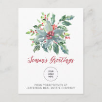 Rustic Holly Elegant Christmas Holidays Holiday Postcard