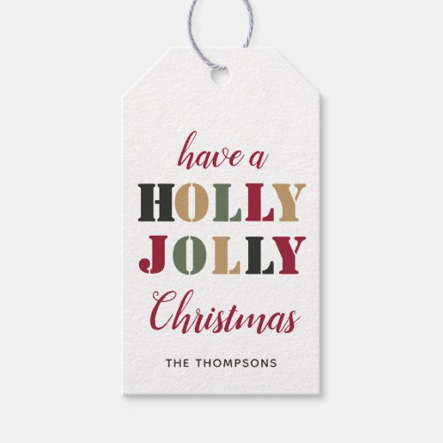 Rustic Holly Jolly Christmas Red Green Gift Tags