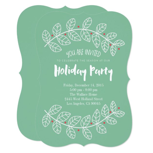 Rustic Holly Whimsical Holiday Party Invitation