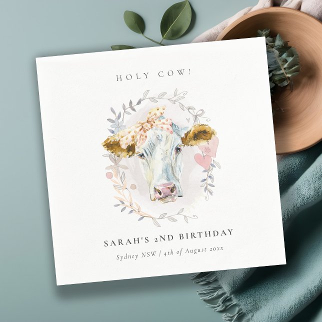 Rustic Holy Cow Farm Flora Wreath Any Age Birthday Napkins (Creator Uploaded)