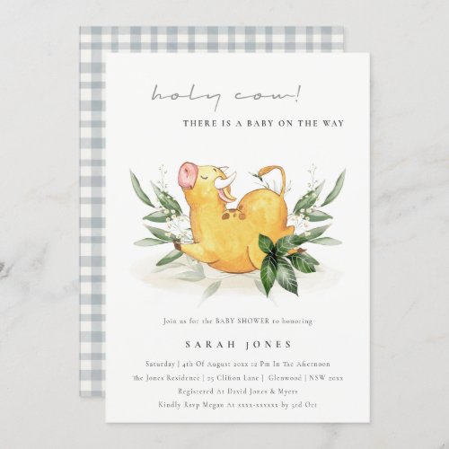 Rustic Holy Cow Farm Foliage Baby Shower Invite