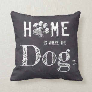 Rustic Home Is Where The Dog Is Throw Pillow