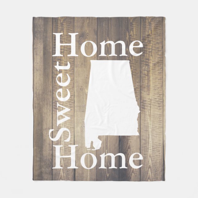 Rustic Home Sweet Home Alabama Wooden Planks Fleece Blanket (Front)