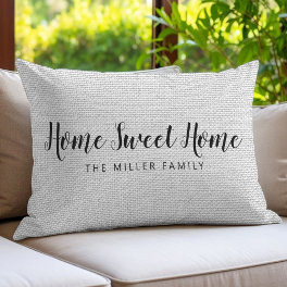 Rustic Home Sweet Home Custom Family Name Lumbar Pillow