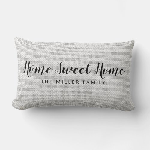 Rustic Home Sweet Home Custom Family Name Lumbar Pillow