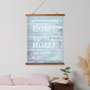 Rustic Home Sweet Home Family Name Hanging Tapestry