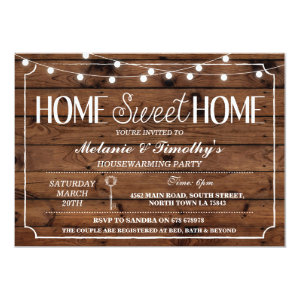 Rustic Home Sweet Home Housewarming Lights Invite