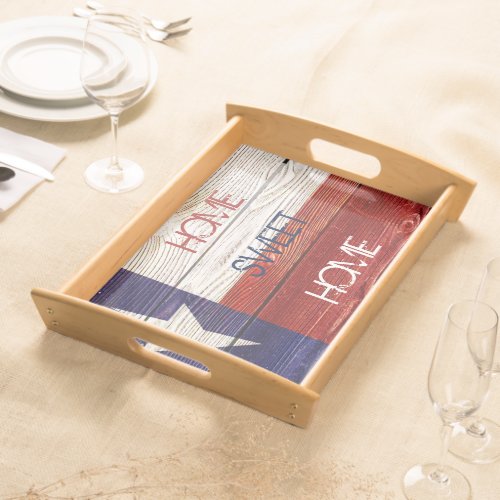 Rustic Home Sweet Home On Patriotic Texas Flag Serving Tray