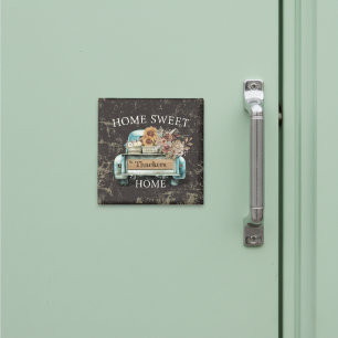 Rustic Home Sweet Home Vintage Truck Fall Flowers Magnet