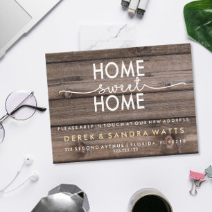 rustic home sweet home wood Change of address  Announcement Postcard