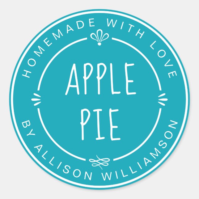 Rustic Homemade Apple Pie Bluebird Blue Classic Round Sticker (Front)