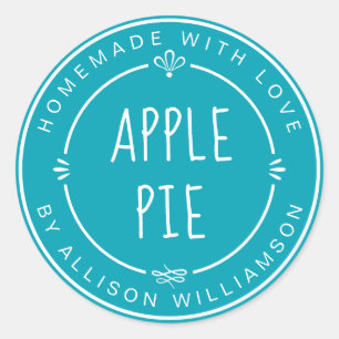 Rustic Homemade Apple Pie Bluebird Blue Classic Round Sticker