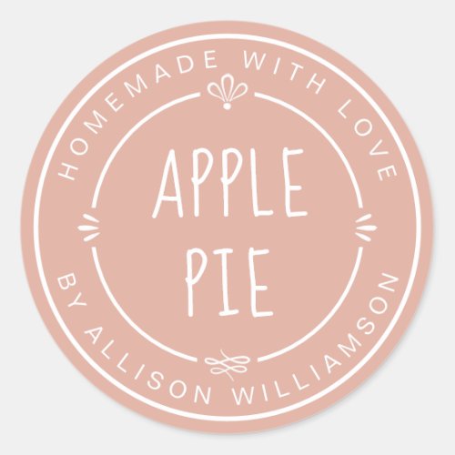 Rustic Homemade Apple Pie Dusty Pink Classic Round Sticker