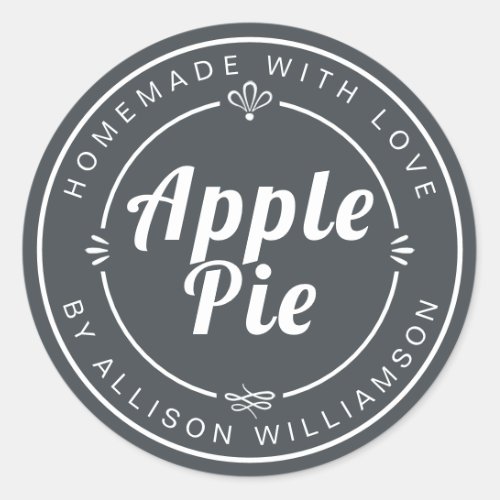 Rustic Homemade Apple Pie Off_Black Classic Round Sticker