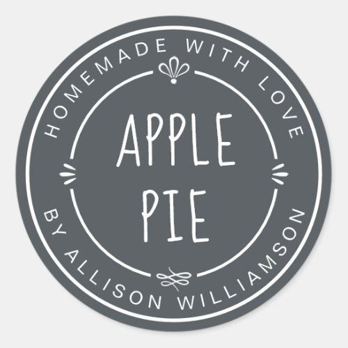 Rustic Homemade Apple Pie Off_Black Classic Round Sticker