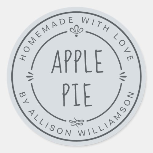 Rustic Homemade Apple Pie Pastel Blue Classic Round Sticker