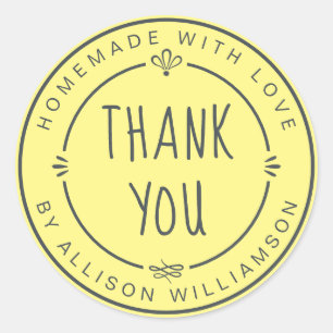 Rustic Homemade Apple Pie Pastel Yellow Classic Round Sticker