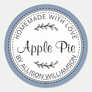 Rustic Homemade Apple Pie Vintage Blue Classic Round Sticker