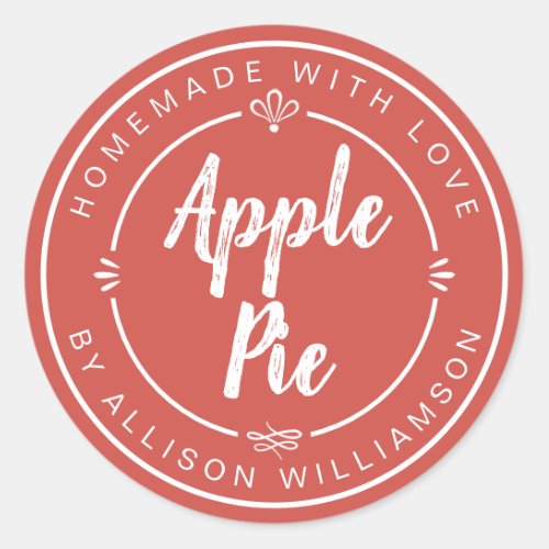 Rustic Homemade Apple Pie Vintage Red Classic Round Sticker