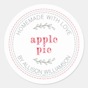 Rustic Homemade Apple Pie White Classic Round Classic Round Sticker