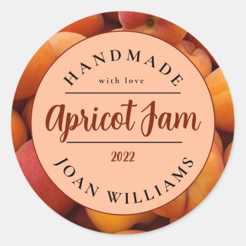 Rustic Homemade Apricot Jam Classic Round Sticker