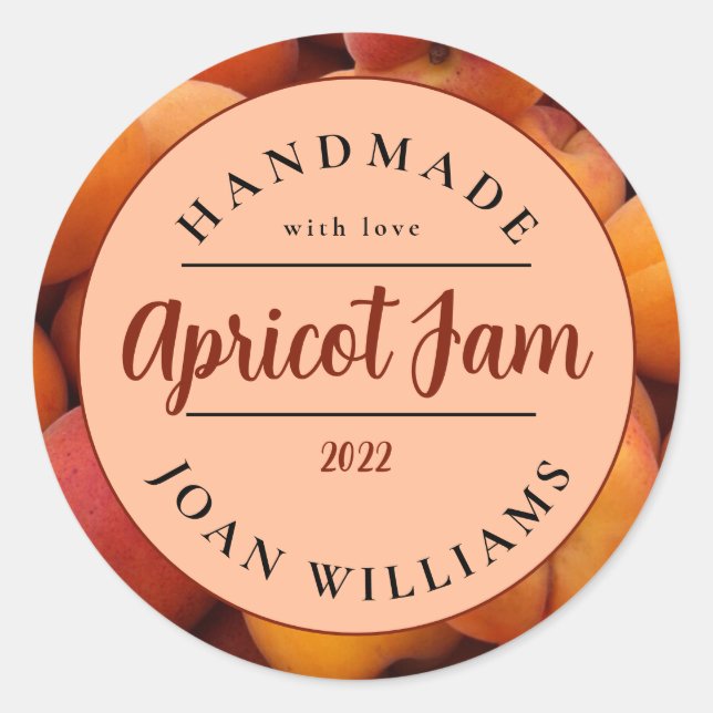Rustic Homemade Apricot Jam Classic Round Sticker (Front)