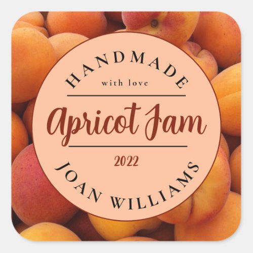Rustic Homemade Apricot Jam Square Sticker