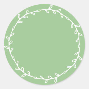 Rustic Homemade Arcadian Green Write On Classic Round Sticker