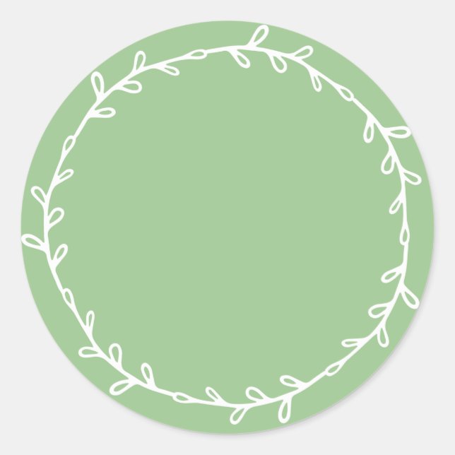 Rustic Homemade Arcadian Green Write On Classic Round Sticker (Front)