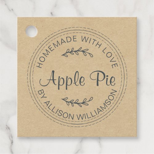 Rustic Homemade Baked Goods Apple Pie Black White Favor Tags