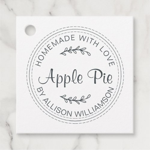 Rustic Homemade Baked Goods Apple Pie Black White Favor Tags