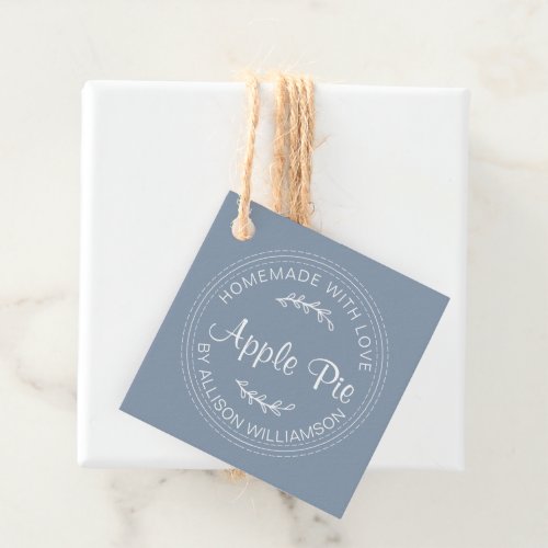 Rustic Homemade Baked Goods Apple Pie Blue Favor Tags
