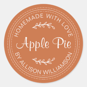 Rustic Homemade Baked Goods Apple Pie Burnt Orange Classic Round Sticker