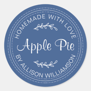 Rustic Homemade Baked Goods Apple Pie Classic Blue Classic Round Sticker