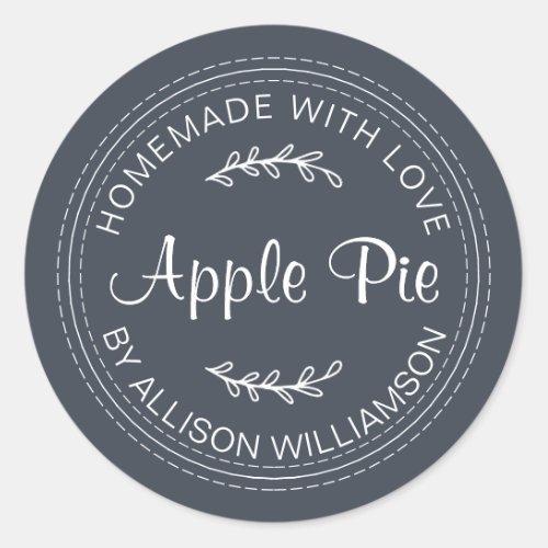 Rustic Homemade Baked Goods Apple Pie Dark Blue Classic Round Sticker