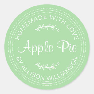 Rustic Homemade Baked Goods Apple Pie Green Classic Round Sticker