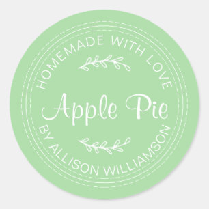 Rustic Homemade Baked Goods Apple Pie Green Classic Round Sticker