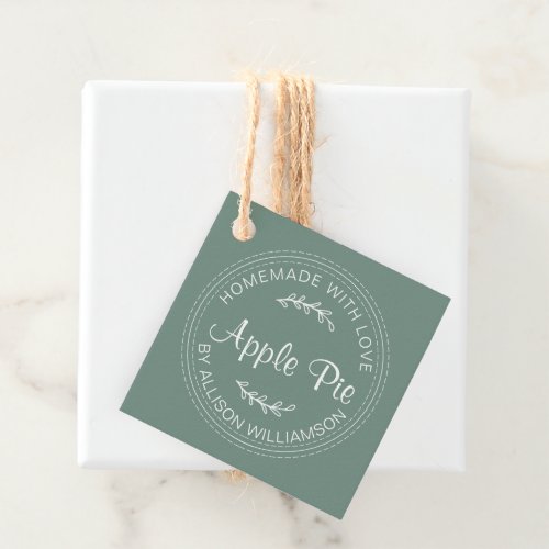 Rustic Homemade Baked Goods Apple Pie Green Favor Tags